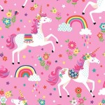 Makower Daydream Unicorns Pink
