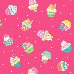Makower Daydream Cupcakes on Pink