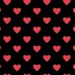 Makower Hearts Red Hearts on Black
