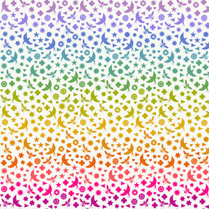 Makower Art Theory Rainbow Feather on White