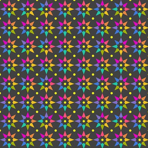 Makower Art Theory Rainbow Star on Black