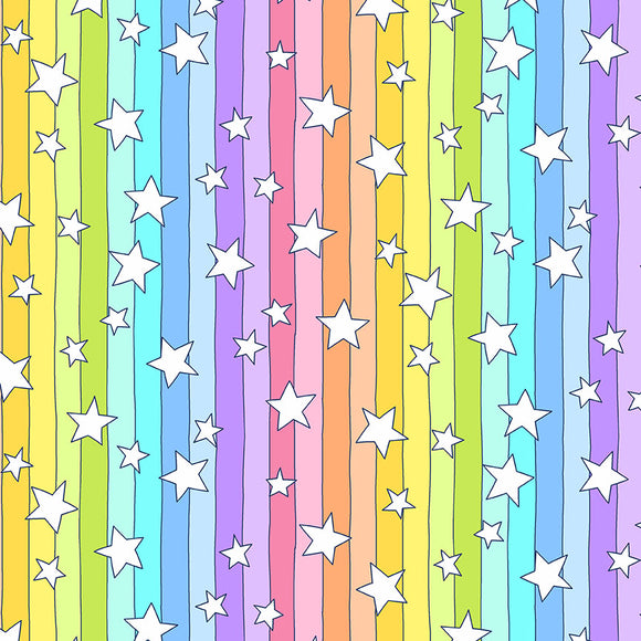 Makower Believe - Rainbow Stripe with Stars