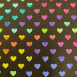 Makower Hearts - Rainbow Hearts on Black