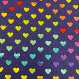 Makower Hearts - Rainbow Hearts on Blue