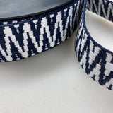 Webbing 38mm - Navy and White Patterned Webbing