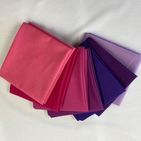 100% Cotton Plain Fat Quarter Bundle Pink and Purple