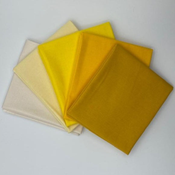 100% Cotton Plain Fat Quarter Bundle Yellow