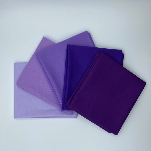 100% Cotton Plain Fat Quarter Bundle of Purples