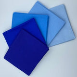 100% Cotton Plain Fat Quarter Bundle Blue Shades