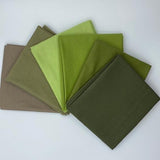 100% Cotton Fat Quarter Bundle of Muted Greens