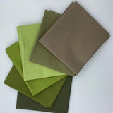 100% Cotton Fat Quarter Bundle of Muted Greens