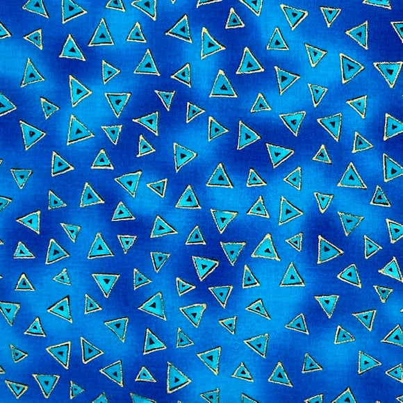 Laurel Burch Basics Metallic Blue Triangles